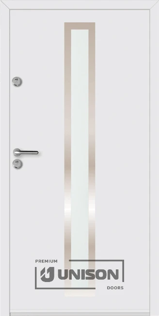 Входна врата Унисон Термо+, модел Стило, Бял мат